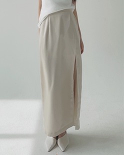 satin slit skirt (2color)