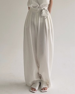 linen simple wide pants (3color)