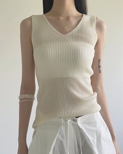 golgie v-neck knit sleeveless (3color)