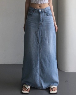 soft long denim skirt
