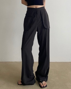 pocket layered slim slacks (2color)