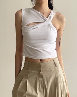 twist cropped sleeveless (2color)
