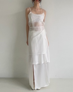 shine see-through layered wrap set dress (3color)