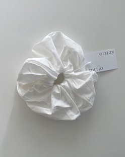 white cotton scrunchie