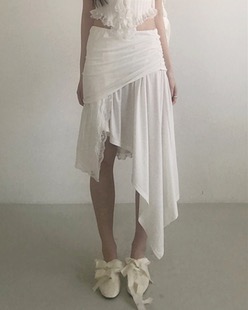 ann lace unbalance skirt (2color)